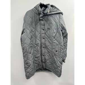 NWOT Blair Rushmore Quilted Parka Jacket Women Large Gray Water Resistant Button